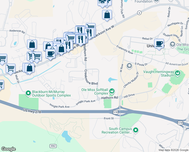 map of restaurants, bars, coffee shops, grocery stores, and more near 548 Cedar Street in Oxford