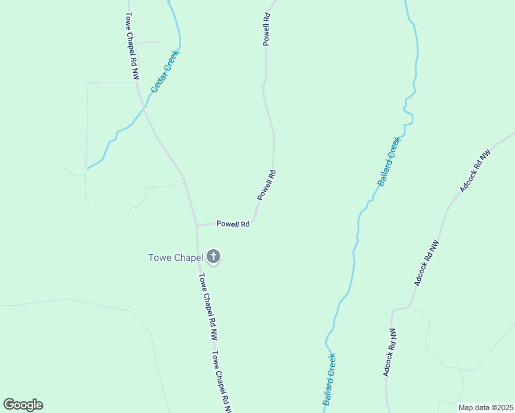 map of restaurants, bars, coffee shops, grocery stores, and more near 44 Powell Road Northwest in Adairsville