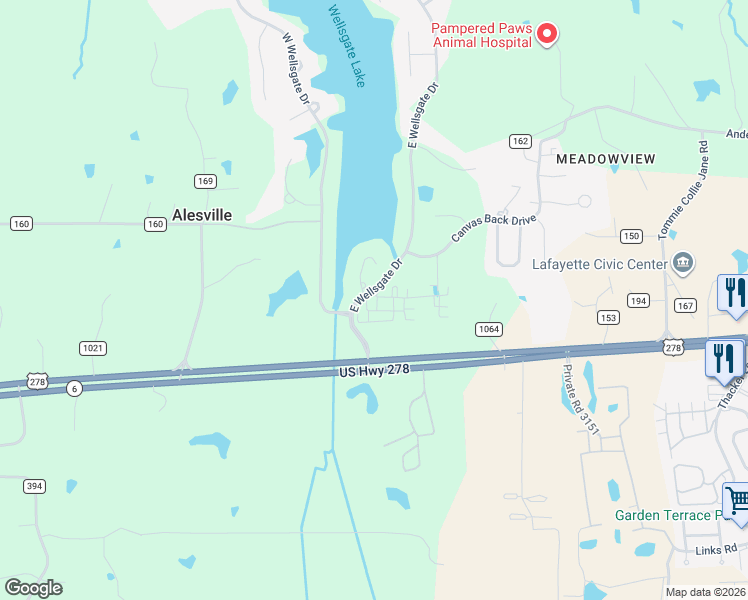 map of restaurants, bars, coffee shops, grocery stores, and more near East Wellsgate Drive in Oxford