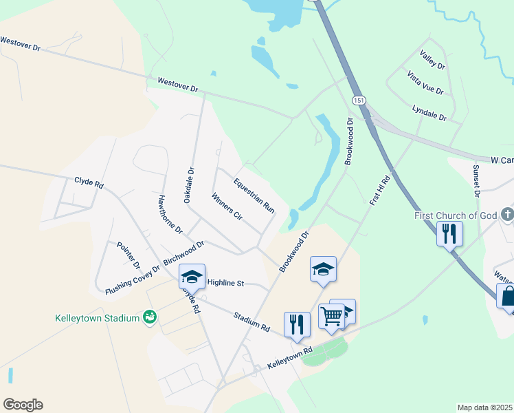 map of restaurants, bars, coffee shops, grocery stores, and more near 307 Winners Circle in Hartsville