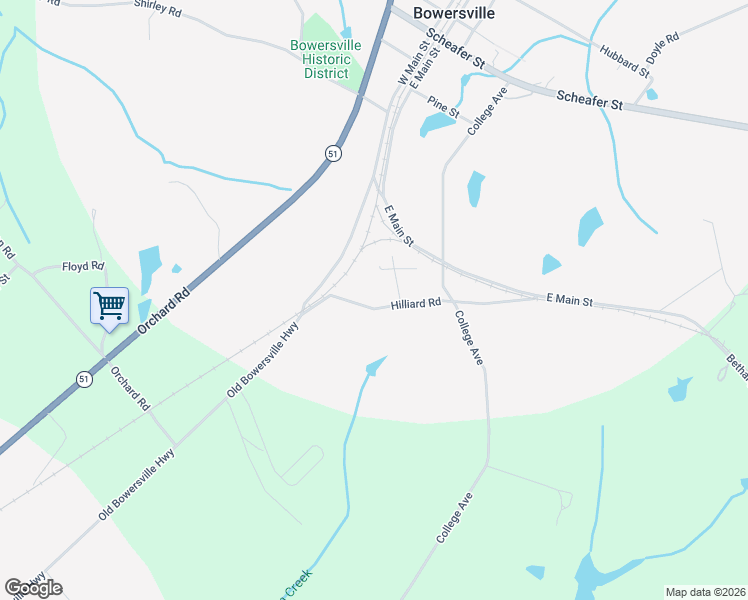 map of restaurants, bars, coffee shops, grocery stores, and more near 201-353 Hilliard Road in Bowersville