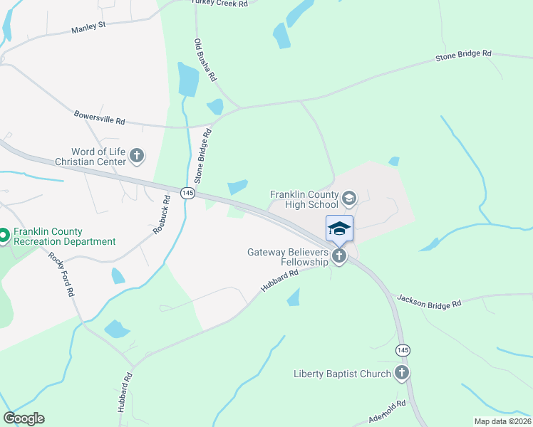 map of restaurants, bars, coffee shops, grocery stores, and more near 6955 Georgia 145 in Carnesville