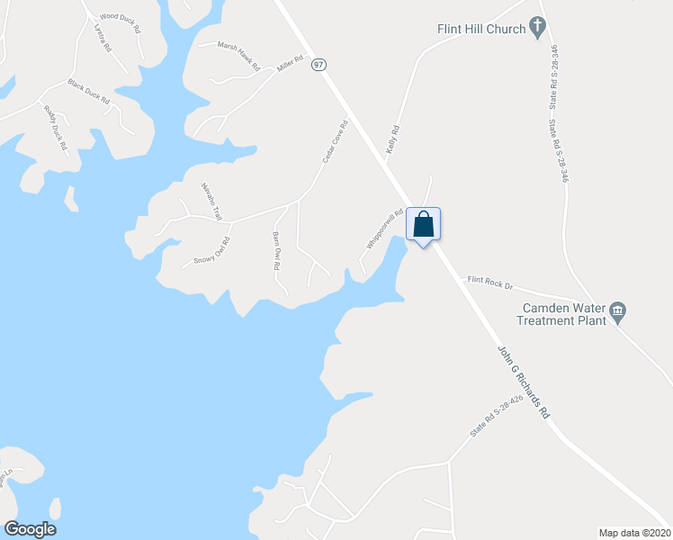 map of restaurants, bars, coffee shops, grocery stores, and more near 1253 Screech Owl Road in Camden