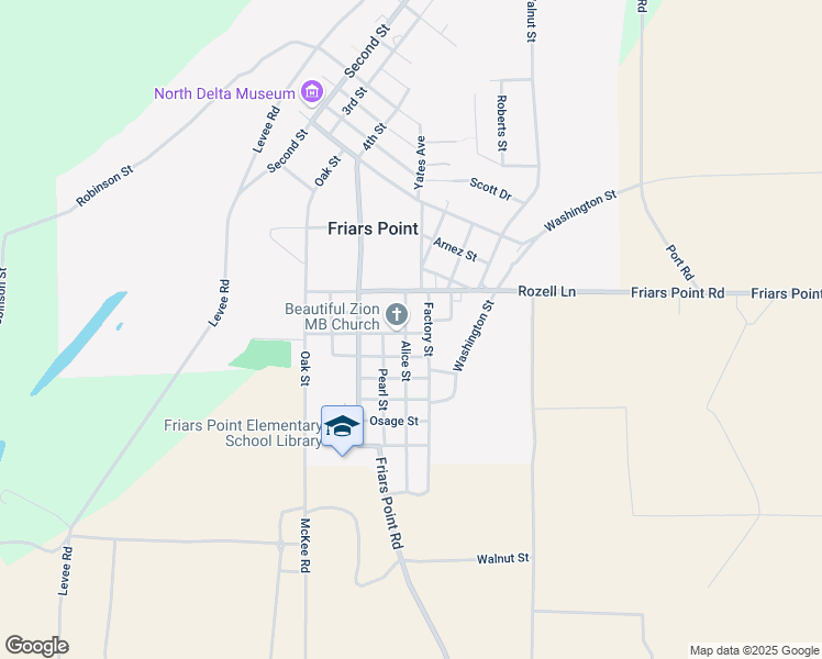 map of restaurants, bars, coffee shops, grocery stores, and more near 601 Maple Street in Friars Point