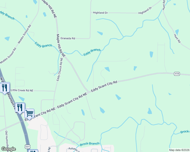 map of restaurants, bars, coffee shops, grocery stores, and more near 136 Lisa Lane in Arab