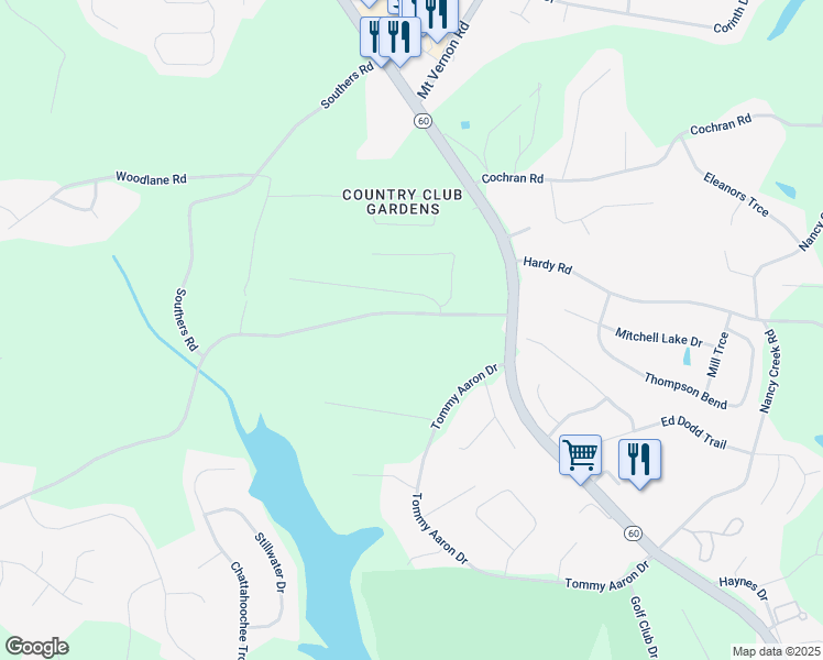 map of restaurants, bars, coffee shops, grocery stores, and more near 3615 Ledan Extension in Gainesville