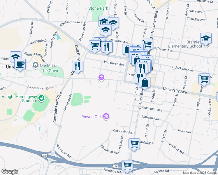 map of restaurants, bars, coffee shops, grocery stores, and more near 13 Dell Dr in Oxford
