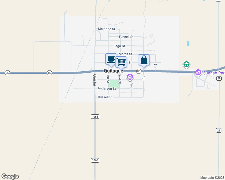 map of restaurants, bars, coffee shops, grocery stores, and more near 108 2nd in Quitaque