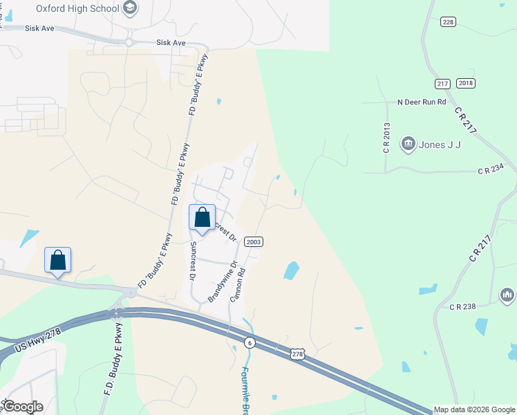 map of restaurants, bars, coffee shops, grocery stores, and more near 71-91 County Road 2003 in Oxford