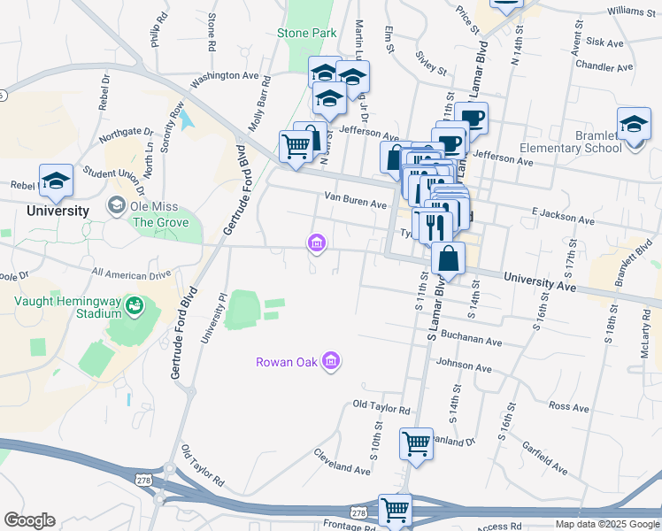 map of restaurants, bars, coffee shops, grocery stores, and more near 13 Dell Drive in Oxford