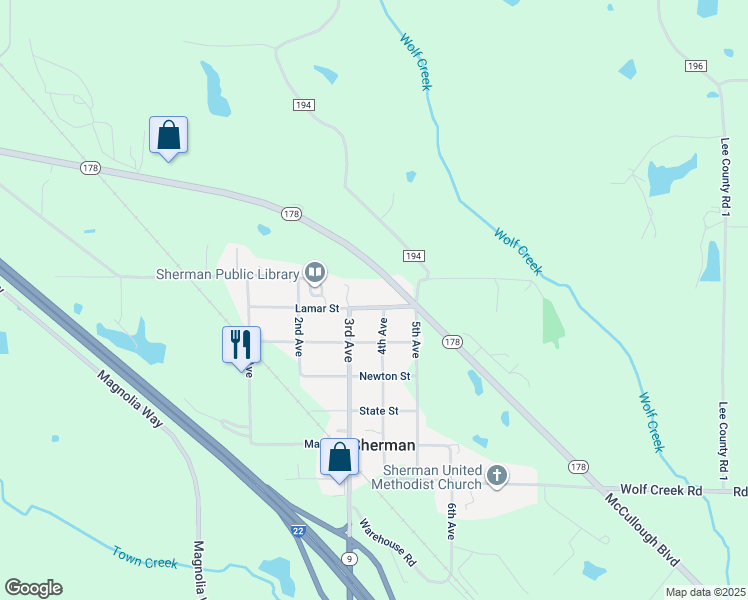 map of restaurants, bars, coffee shops, grocery stores, and more near 59 Lamar Street in Blue Springs