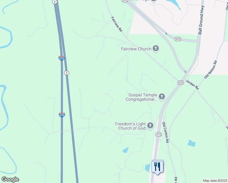 map of restaurants, bars, coffee shops, grocery stores, and more near 406 Wood Trace in Ball Ground