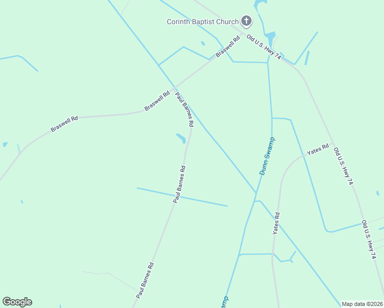 map of restaurants, bars, coffee shops, grocery stores, and more near 1600 Paul Barnes Road in Chadbourn