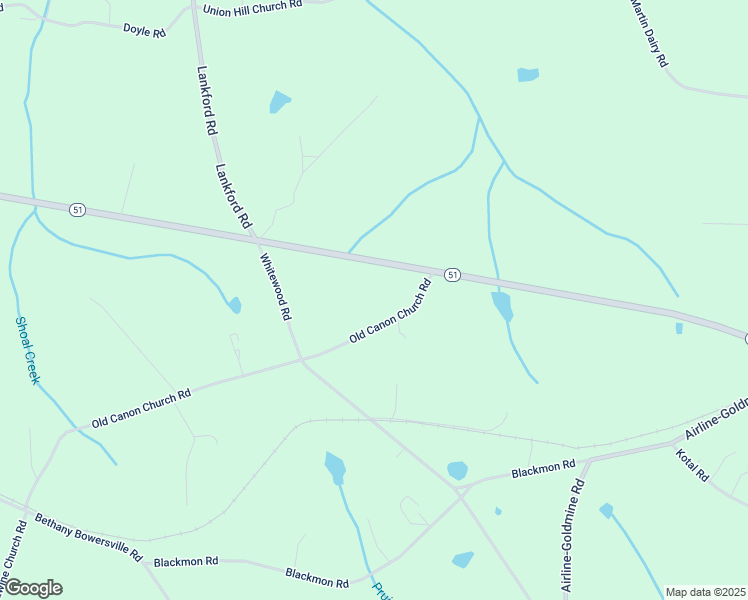 map of restaurants, bars, coffee shops, grocery stores, and more near 192 Old Canon Church Road in Bowersville