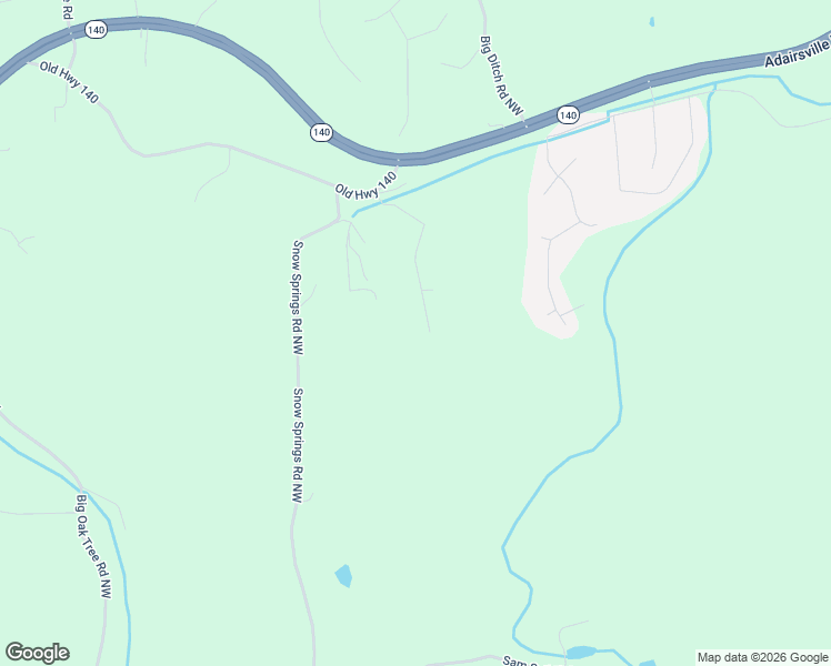 map of restaurants, bars, coffee shops, grocery stores, and more near 46 Wesley Road Northwest in Adairsville