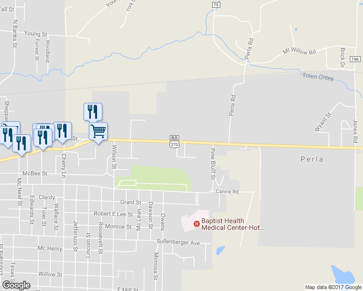 map of restaurants, bars, coffee shops, grocery stores, and more near 22767 U.S. 67 in Malvern