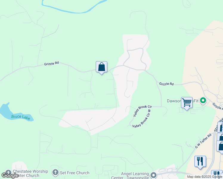 map of restaurants, bars, coffee shops, grocery stores, and more near 88 Mayapple Glen in Dawsonville
