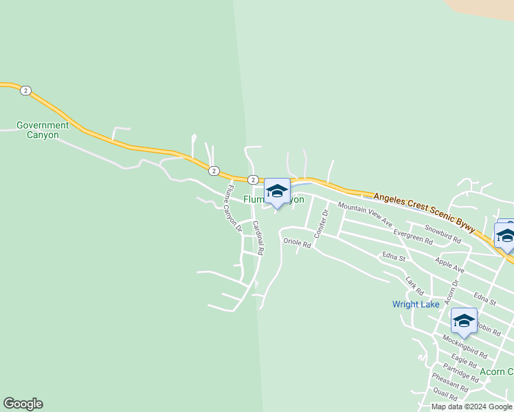 map of restaurants, bars, coffee shops, grocery stores, and more near 6299 Cardinal Road in Wrightwood