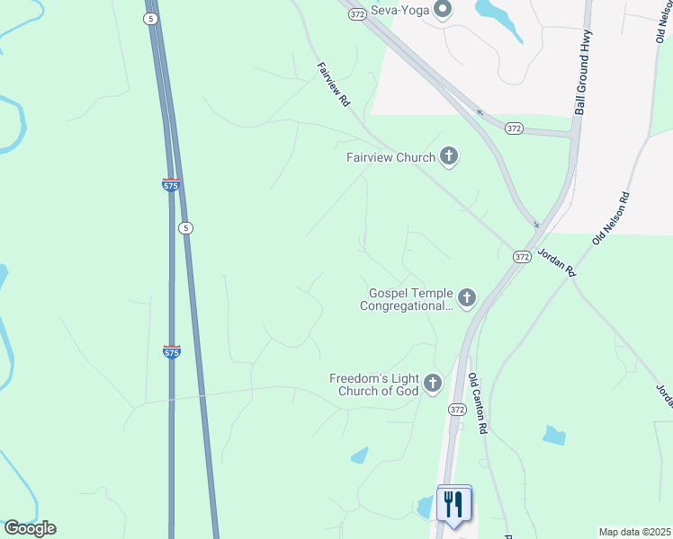 map of restaurants, bars, coffee shops, grocery stores, and more near 406 Wood Trace in Ball Ground