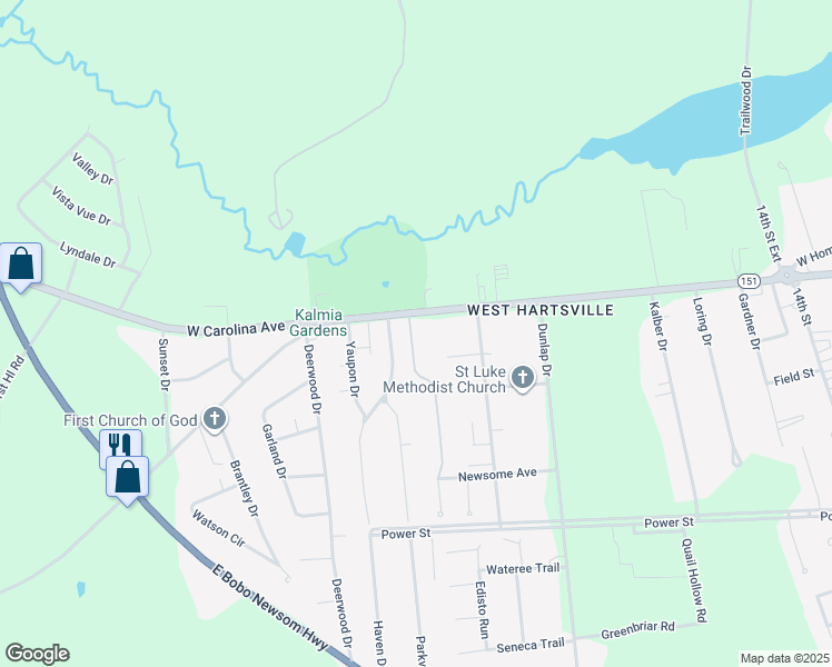 map of restaurants, bars, coffee shops, grocery stores, and more near 1525 West Carolina Avenue in Hartsville