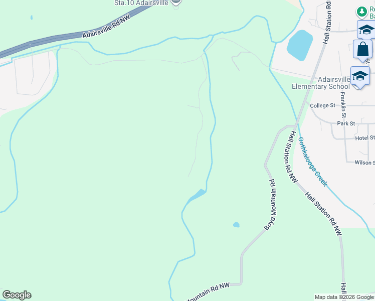 map of restaurants, bars, coffee shops, grocery stores, and more near 38 Adair Hollow Road Northwest in Adairsville