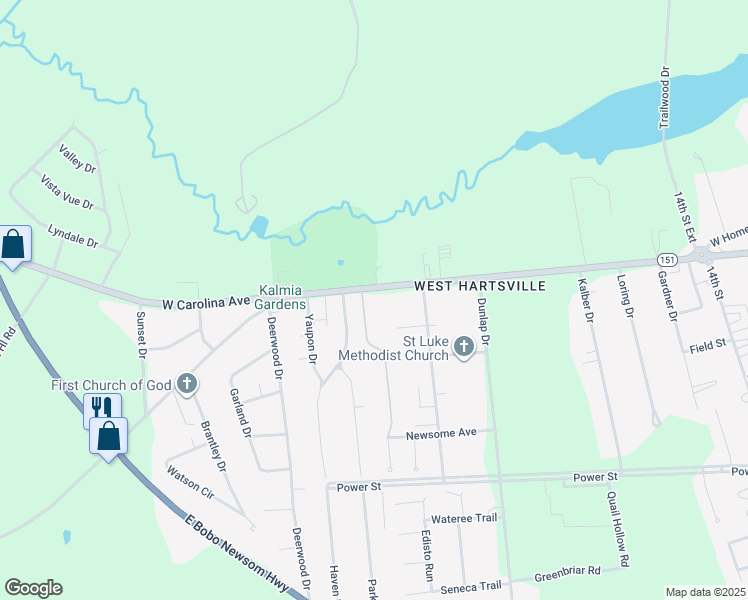map of restaurants, bars, coffee shops, grocery stores, and more near 1525 West Carolina Avenue in Hartsville
