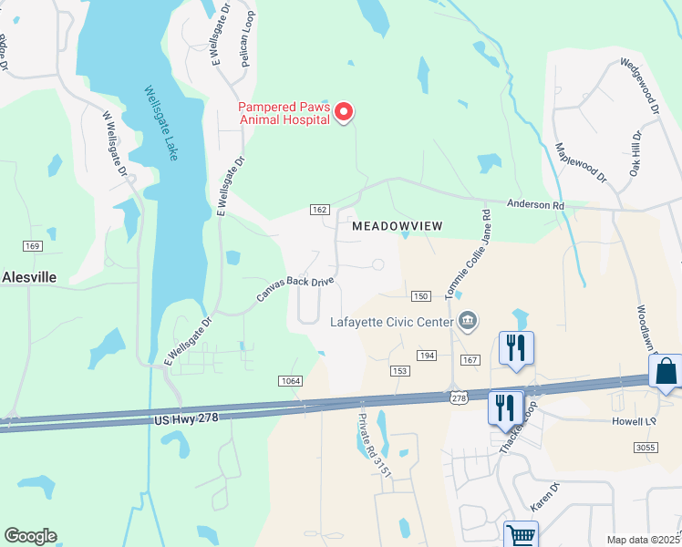 map of restaurants, bars, coffee shops, grocery stores, and more near 22002 Halliburton Cove in Oxford