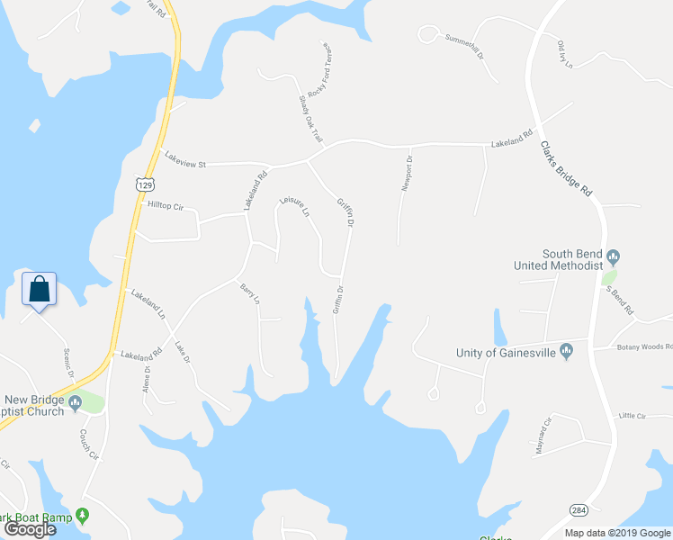 map of restaurants, bars, coffee shops, grocery stores, and more near 3632 Griffin Drive in Gainesville