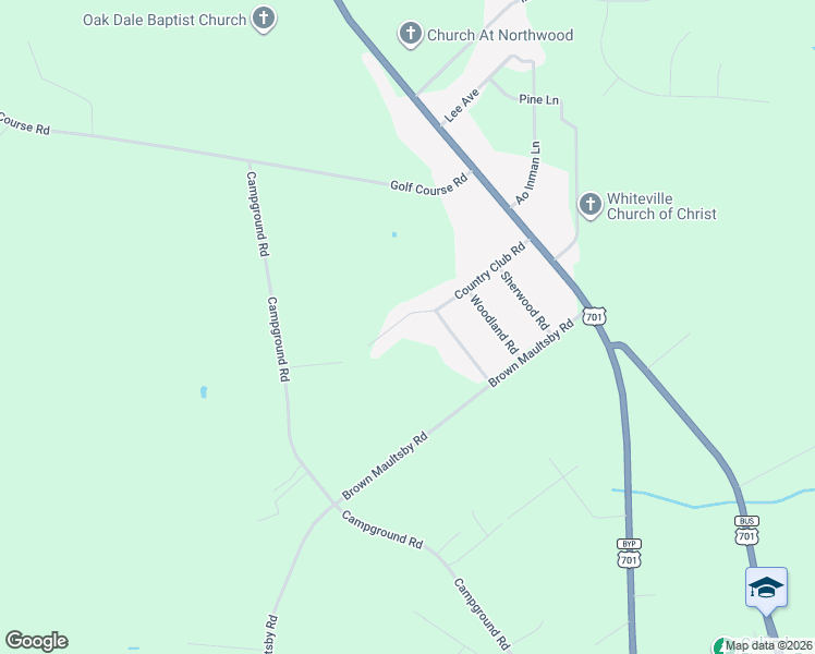 map of restaurants, bars, coffee shops, grocery stores, and more near 361 Country Club Road in Whiteville