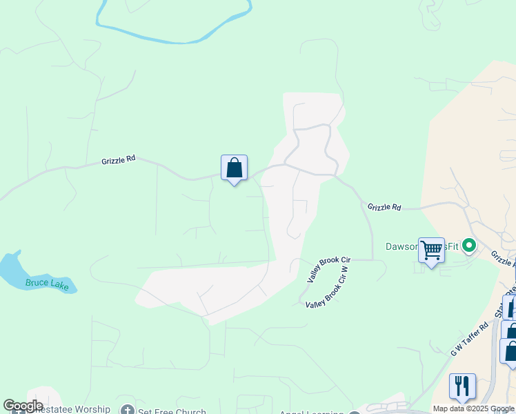 map of restaurants, bars, coffee shops, grocery stores, and more near 88 Mayapple Glen in Dawsonville