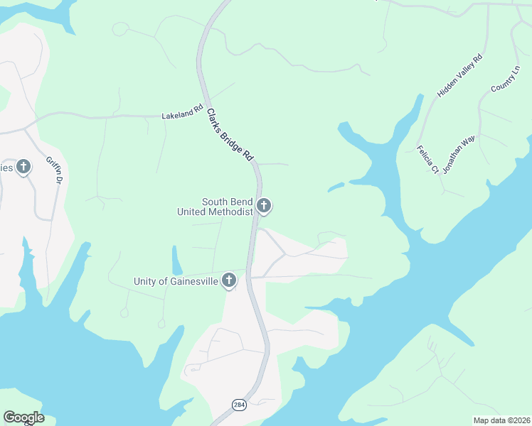 map of restaurants, bars, coffee shops, grocery stores, and more near 3512 Clarks Bridge Road in Gainesville