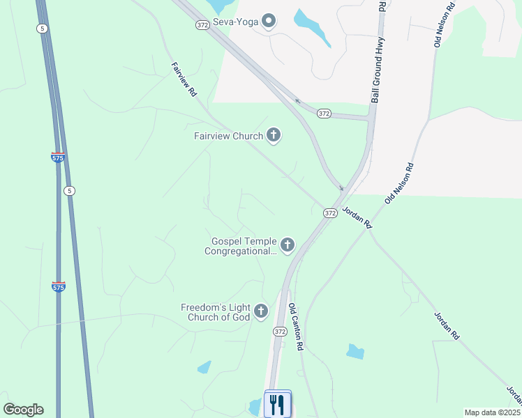 map of restaurants, bars, coffee shops, grocery stores, and more near 604 Greenleaf Way in Ball Ground