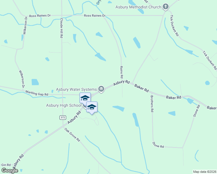 map of restaurants, bars, coffee shops, grocery stores, and more near 2346 Asbury Road in Albertville