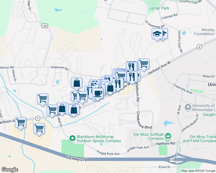 map of restaurants, bars, coffee shops, grocery stores, and more near 1730 Anderson Road in Oxford