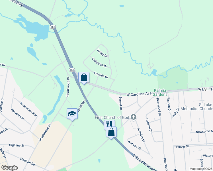 map of restaurants, bars, coffee shops, grocery stores, and more near 2004 West Carolina Avenue in Hartsville