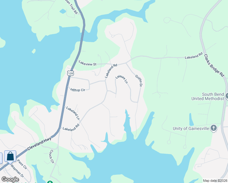 map of restaurants, bars, coffee shops, grocery stores, and more near 3404 Lakeland Road in Gainesville