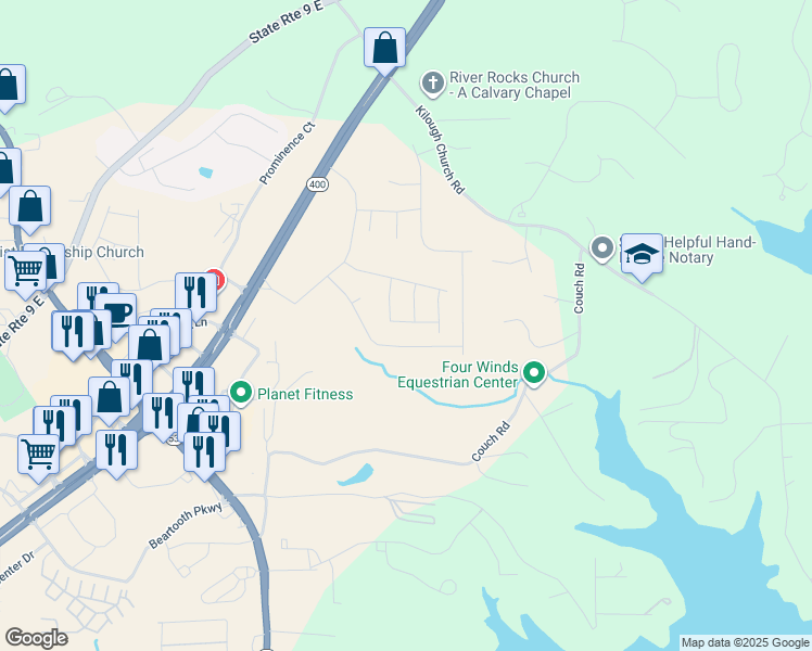 map of restaurants, bars, coffee shops, grocery stores, and more near in Dawsonville