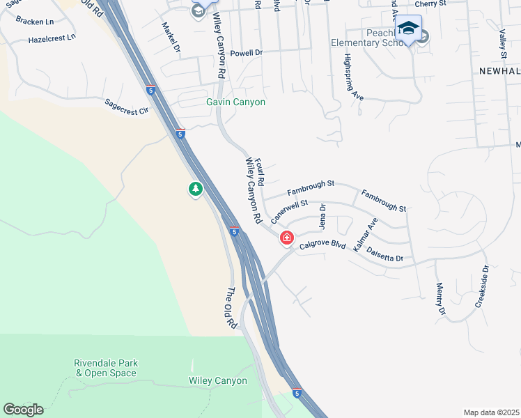 map of restaurants, bars, coffee shops, grocery stores, and more near 24737 Fourl Road in Santa Clarita