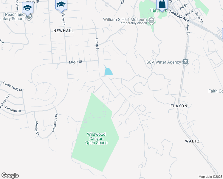 map of restaurants, bars, coffee shops, grocery stores, and more near 24106 Cross Street in Santa Clarita