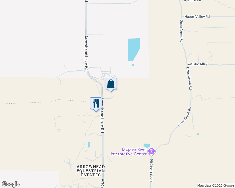 map of restaurants, bars, coffee shops, grocery stores, and more near 6367 Arrowhead Lake Road in Hesperia