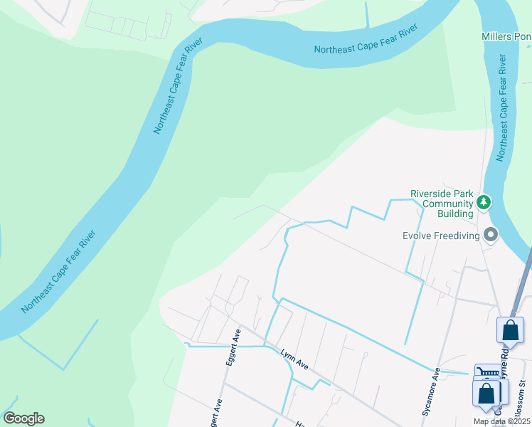 map of restaurants, bars, coffee shops, grocery stores, and more near 3400 Northeast Avenue in Castle Hayne