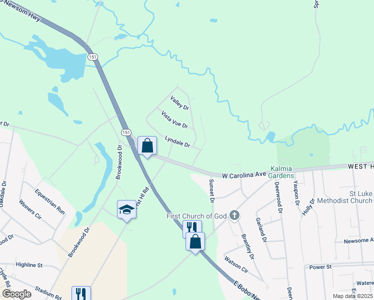 map of restaurants, bars, coffee shops, grocery stores, and more near 2004 West Carolina Avenue in Hartsville