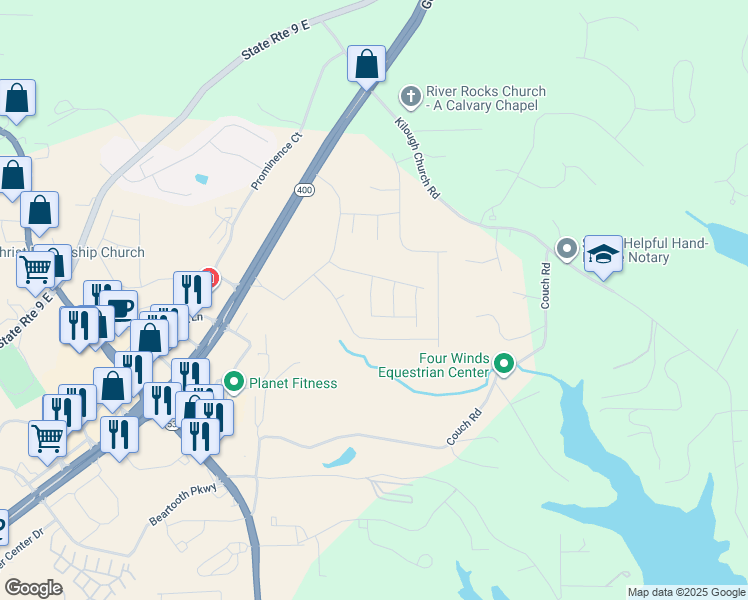 map of restaurants, bars, coffee shops, grocery stores, and more near in Dawsonville