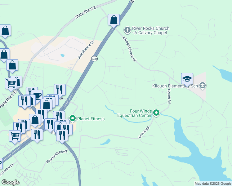 map of restaurants, bars, coffee shops, grocery stores, and more near in Dawsonville