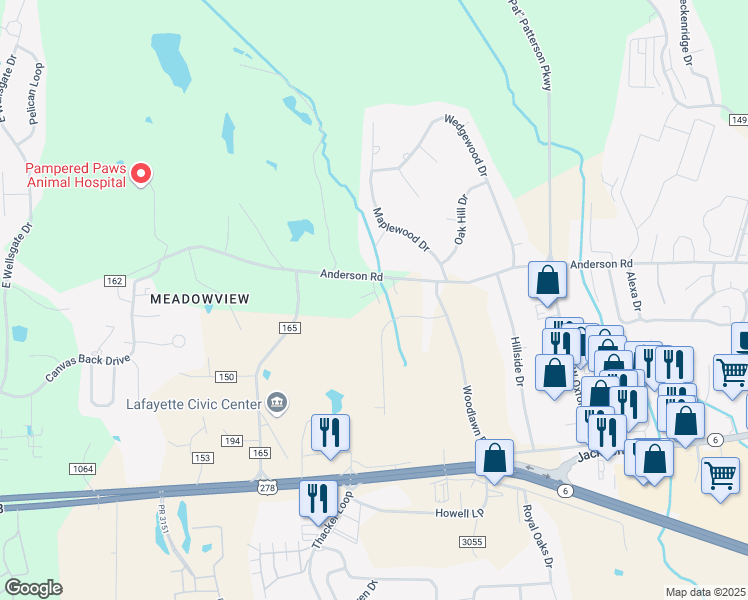 map of restaurants, bars, coffee shops, grocery stores, and more near 122 Ashley Way in Oxford