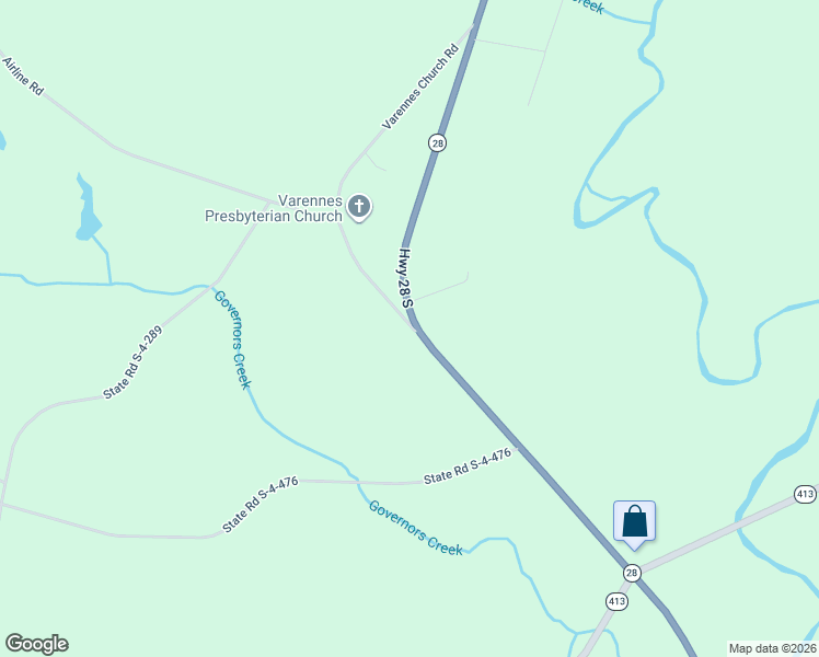 map of restaurants, bars, coffee shops, grocery stores, and more near 533 Varennes Church Road in Iva