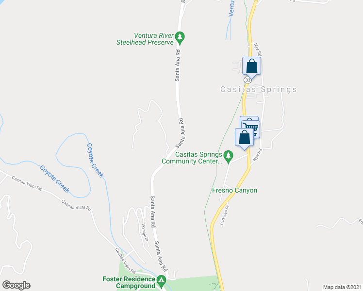 map of restaurants, bars, coffee shops, grocery stores, and more near 8556 Santa Ana Road in Ventura