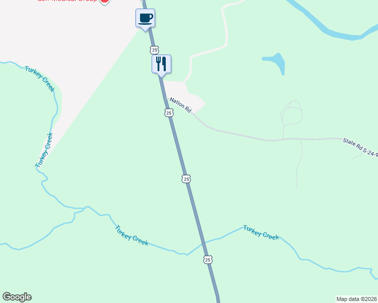 map of restaurants, bars, coffee shops, grocery stores, and more near 7408 U.S. 25 in Hodges