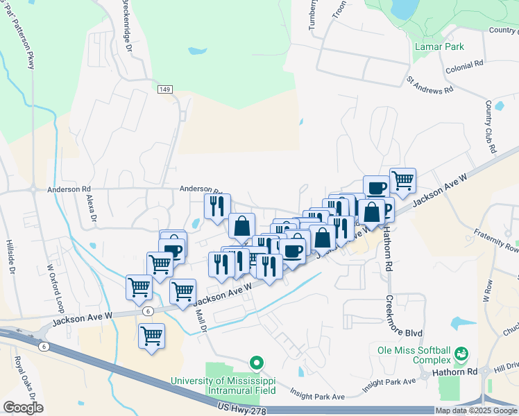 map of restaurants, bars, coffee shops, grocery stores, and more near 1800 Stafford Cove in Oxford