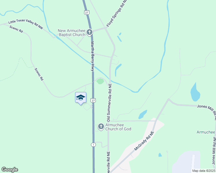 map of restaurants, bars, coffee shops, grocery stores, and more near 2524 Old Summerville Road in Rome